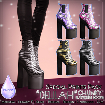 Second Life Marketplace - rainnn - Delilah Chunky Platform Boots